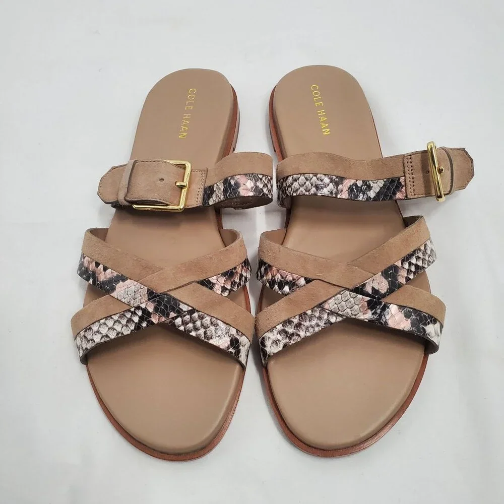 Cole‎ Haan Women's Python-Print Fairen Grand Slide Flat Sandals Size 7.5 B - Picture 9 of 16